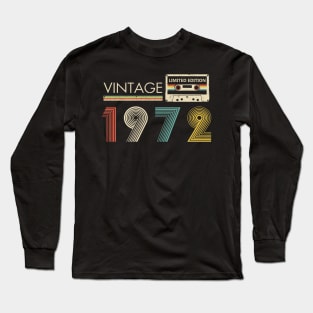 Vintage 1972 Limited Edition Cassette 52nd Birthday Long Sleeve T-Shirt